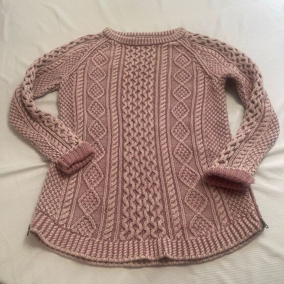 LL Bean Signature Cable Knit Fisherman Sweater Women’s Small Cotton Chunky - Picture 1 of 6